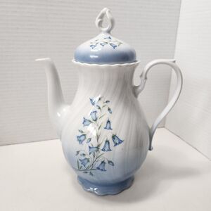 Christineholm Porcelain Coffee Pot & Lid 10" Bluebell Campanula Rotundifolia Vtg